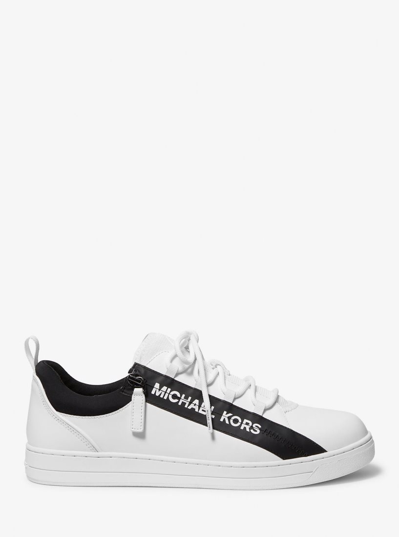 Michael Kors Keating Leather and Mesh Zip-Up Sneaker Spor Ayakkabı Erkek Beyaz | 137462-GNW