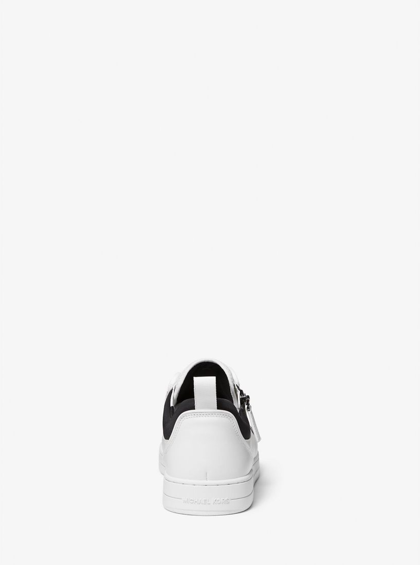 Michael Kors Keating Leather and Mesh Zip-Up Sneaker Spor Ayakkabı Erkek Beyaz | 137462-GNW