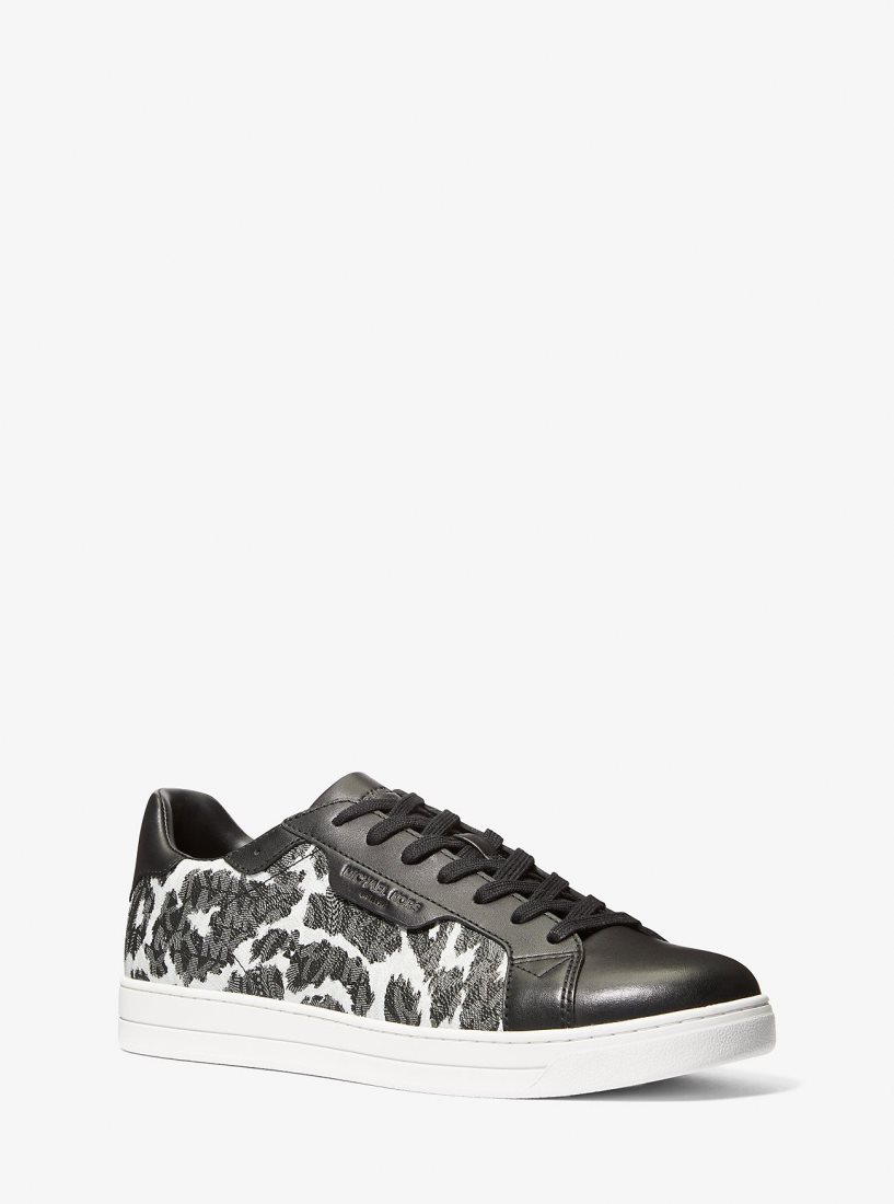 Michael Kors Keating Leopard Logo and Leather Sneaker Spor Ayakkabı Erkek Gri | 489063-DEX