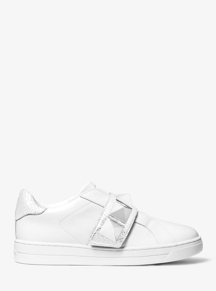 Michael Kors Kenna Studded Leather Sneaker Spor Ayakkabı Kadın Gümüş | 726509-NYV