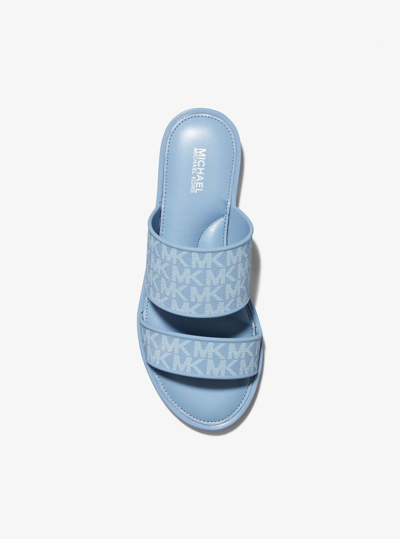 Michael Kors Kennedy Logo PVC Slide Sandal Sandalet Kadın Chambray | 615032-VPB