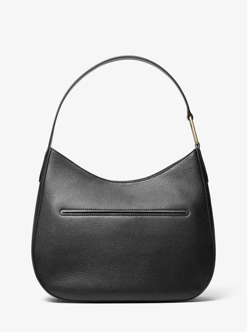 Michael Kors Kensington Large Pebbled Leather Hobo Shoulder Bag Omuz Çantası Kadın Siyah | 187560-CIH