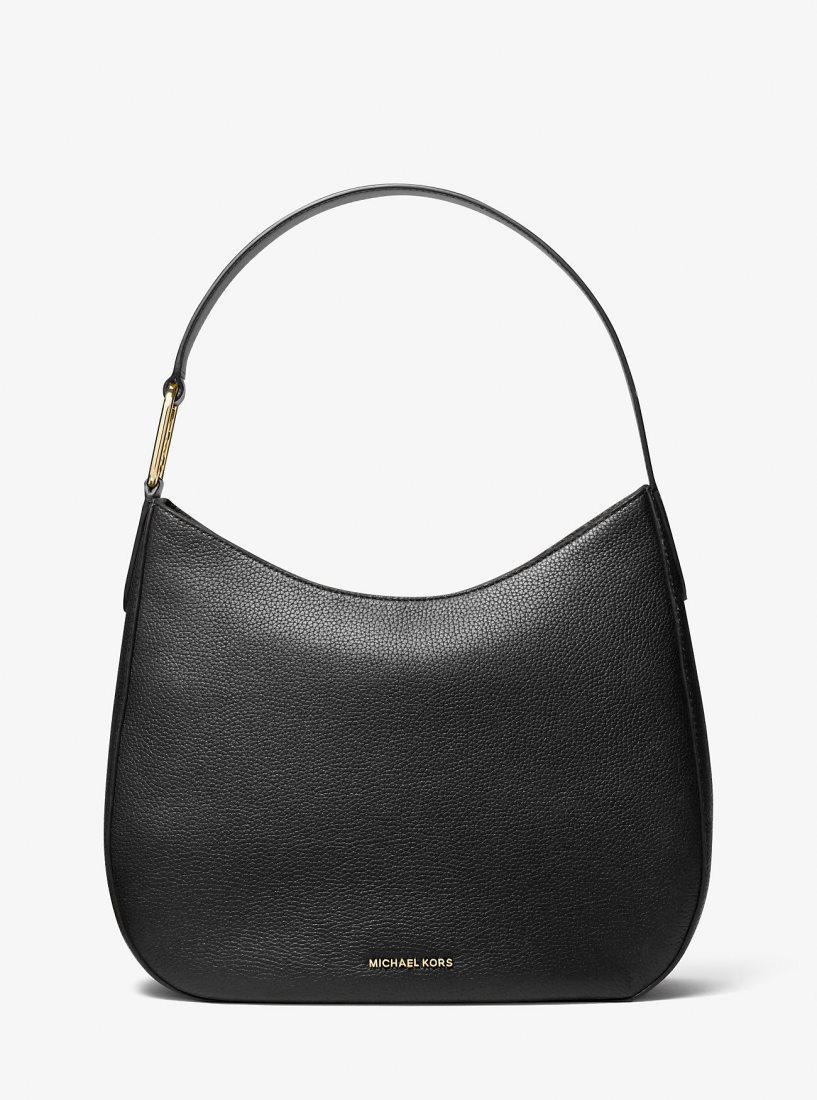 Michael Kors Kensington Large Pebbled Leather Hobo Shoulder Bag Omuz Çantası Kadın Siyah | 187560-CIH