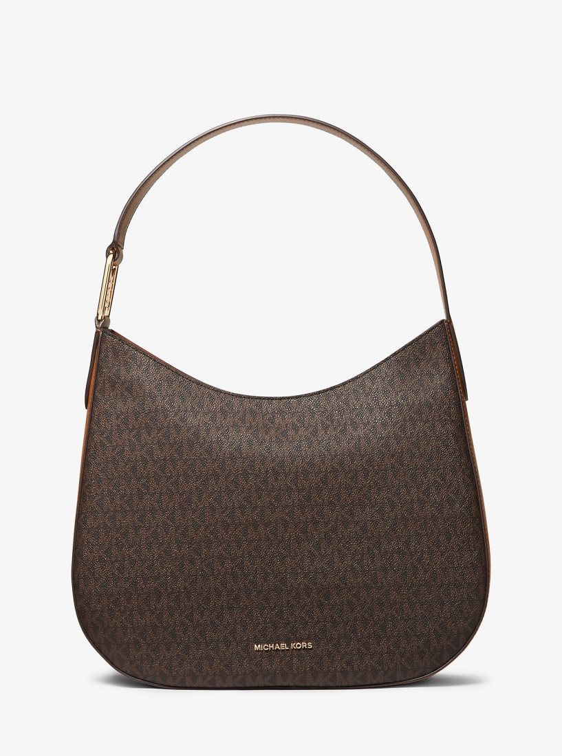 Michael Kors Kensington Large Signature Logo Hobo Shoulder Bag Omuz Çantası Kadın Brn/Acorn | 168540-OAE