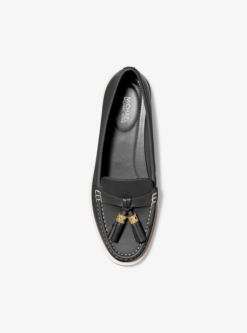 Michael Kors Kiernan Leather Loafer Düz Ayakkabı Kadın Siyah | 781045-CPS