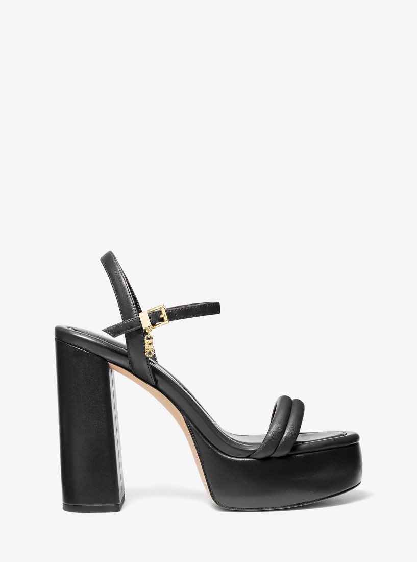 Michael Kors Laci Leather Platform Sandal Platform Ayakkabı Kadın Siyah | 731429-MOA