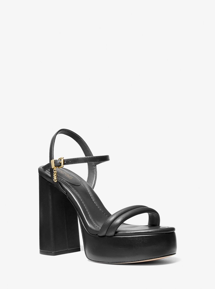 Michael Kors Laci Leather Platform Sandal Platform Ayakkabı Kadın Siyah | 731429-MOA