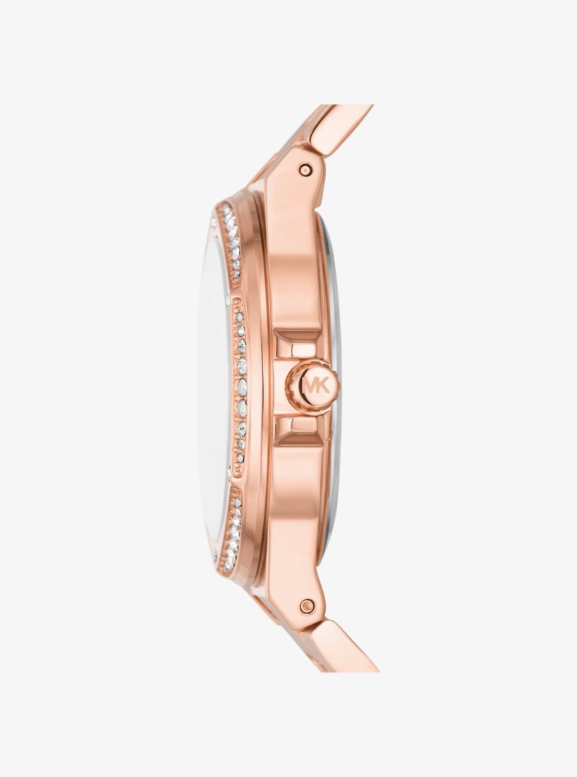 Michael Kors Lennox Pave Logo Rose Gold-Tone Watch Gold-tone Kadın Pembe Altın | 964207-ICU