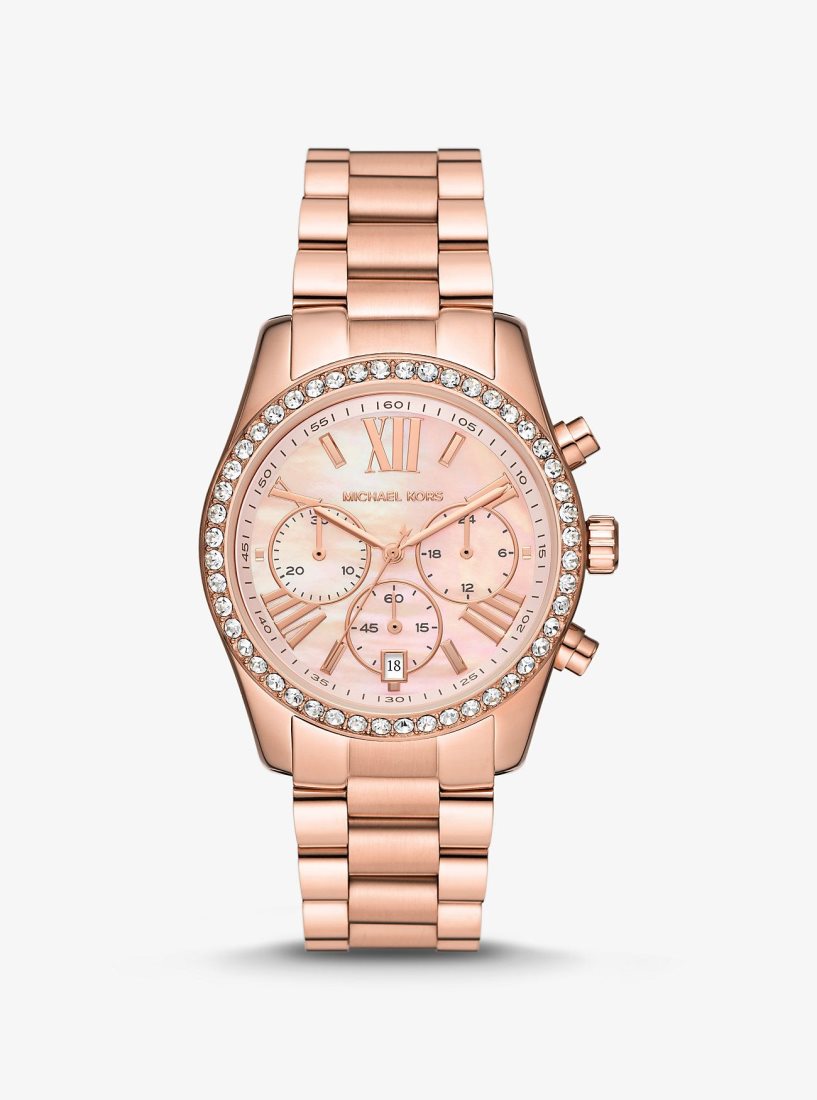 Michael Kors Lexington Pave Rose Gold-Tone Watch Gold-tone Kadın Pembe Altın | 893241-VQA