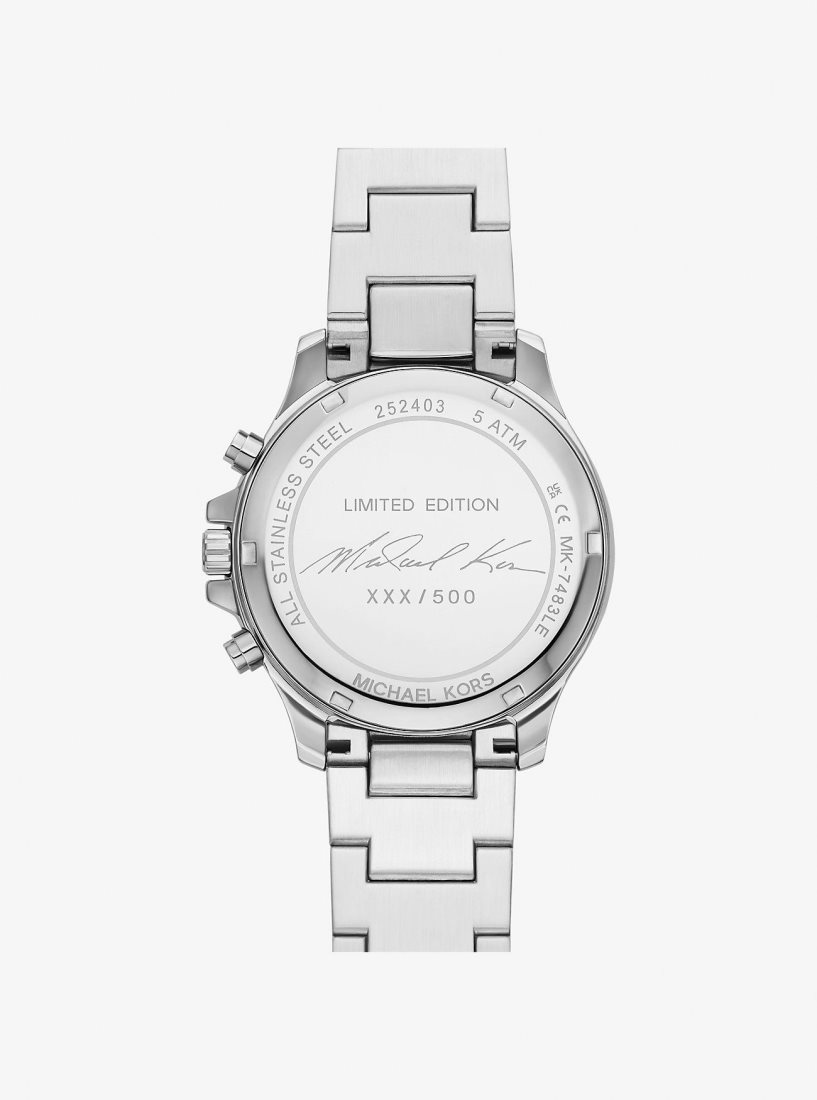 Michael Kors Limited-Edition Oversized Sage Pave Silver-Tone Watch Silver-tone Kadın Gümüş | 837601-CDM