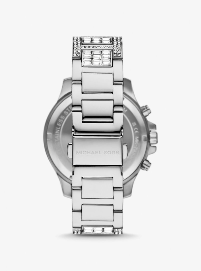 Michael Kors Limited-Edition Oversized Sage Pave Silver-Tone Watch Silver-tone Kadın Gümüş | 837601-CDM