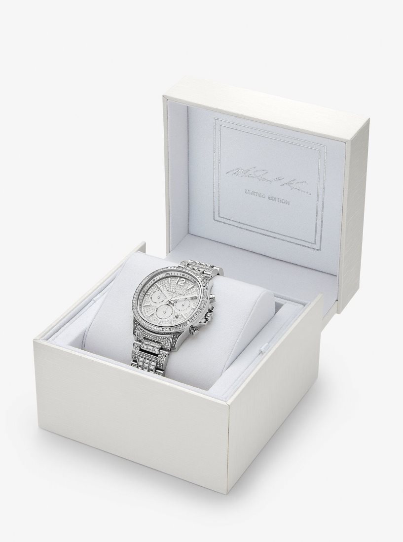 Michael Kors Limited-Edition Oversized Sage Pave Silver-Tone Watch Silver-tone Kadın Gümüş | 837601-CDM