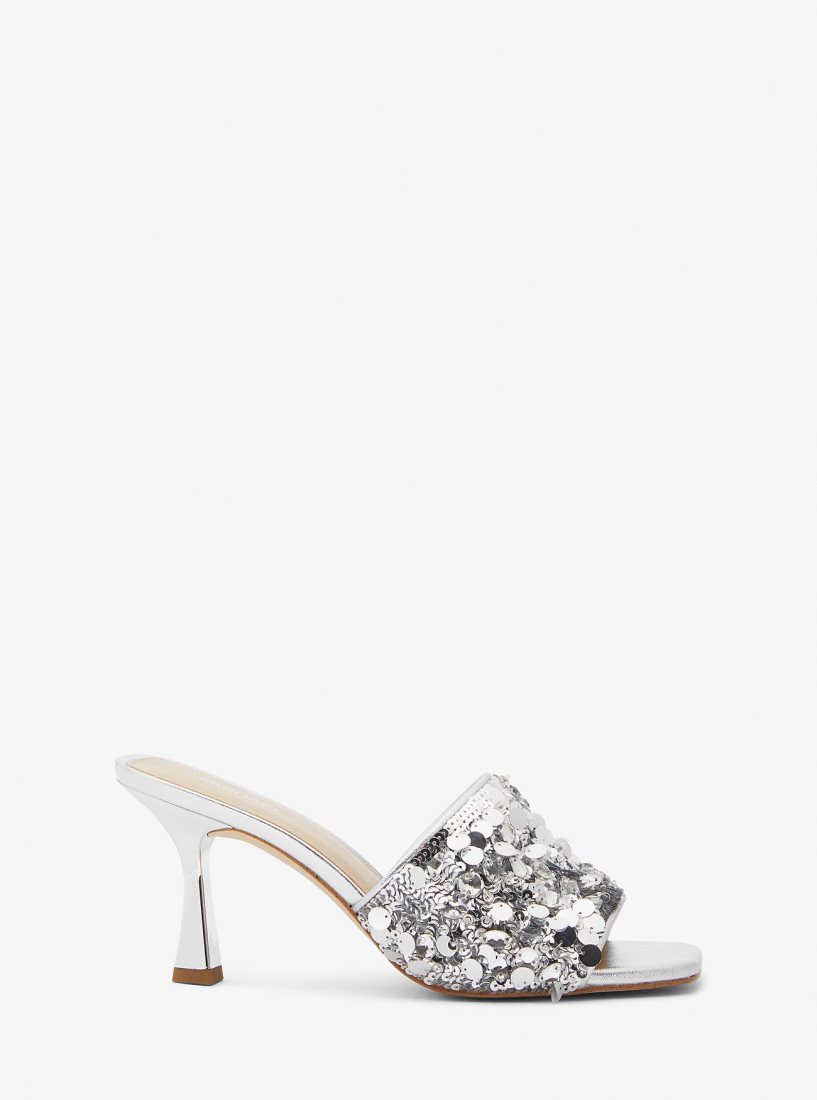 Michael Kors Limited-Edition Tessa Hand-Embellished Mule Sandalet Kadın Gümüş | 159623-FVO