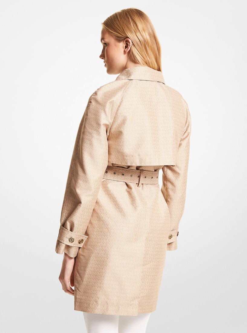 Michael Kors Logo Jacquard Double-Zip Trench Coat Mont Kadın Haki | 362498-KUD