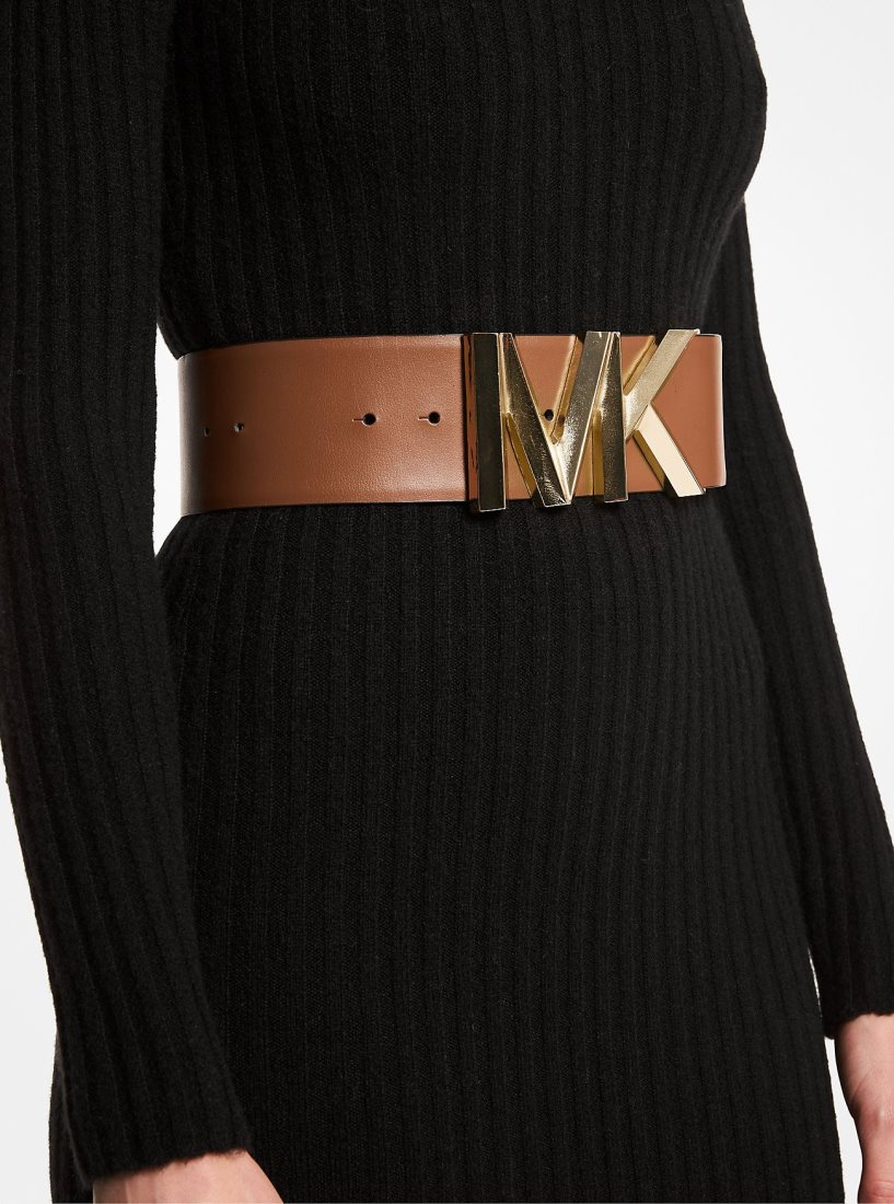 Michael Kors Logo Leather Waist Belt Kemer Kadın Luggage | 470352-VIL