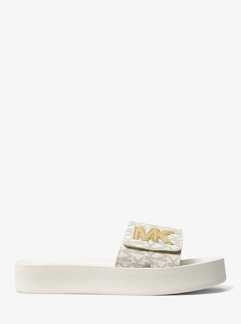 Michael Kors Logo Platform Slide Sandal Terlik Kadın Açık Sarı | 216439-IWY