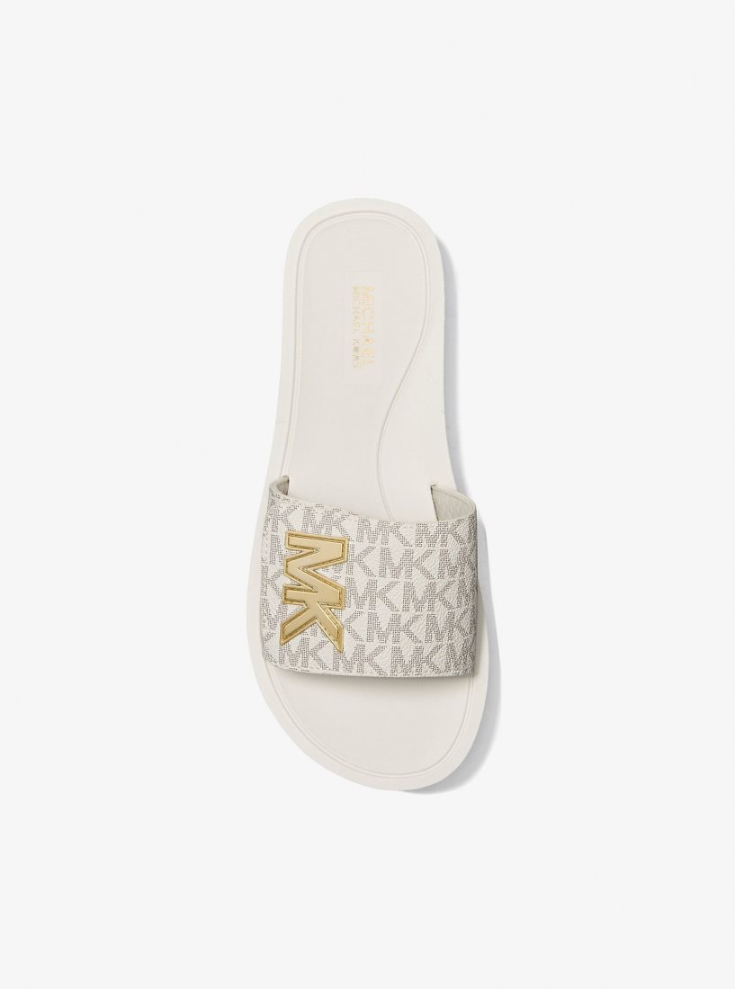 Michael Kors Logo Platform Slide Sandal Terlik Kadın Açık Sarı | 216439-IWY