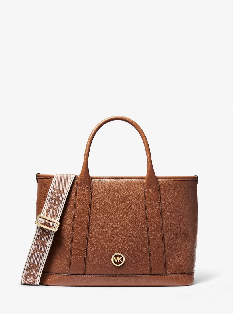 Michael Kors Luisa Medium Pebbled Leather Tote Bag Satchel Çanta Kadın Luggage | 219360-YAI