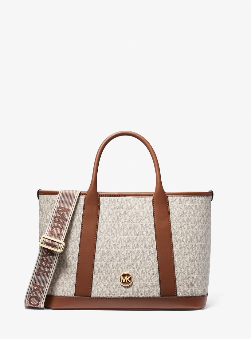 Michael Kors Luisa Medium Signature Logo Satchel Satchel Çanta Kadın Açık Sarı | 924637-XPF