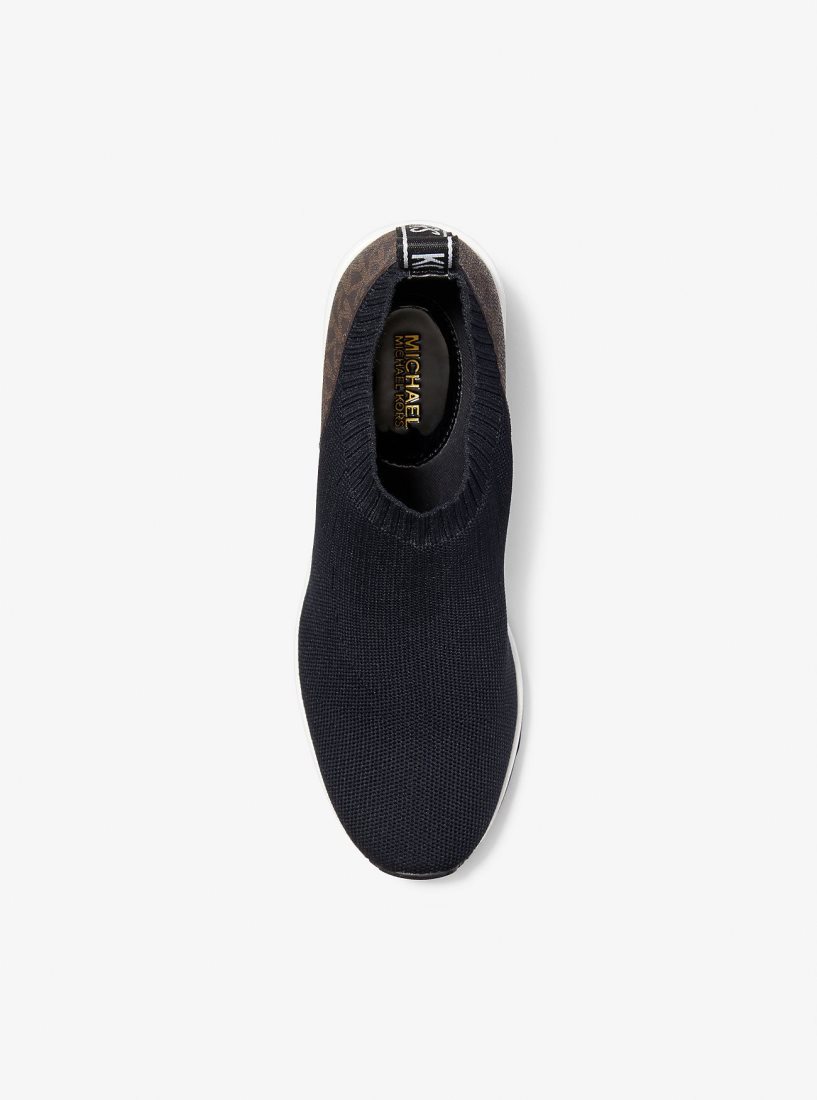 Michael Kors Mabel Stretch Knit and Signature Logo Slip-On Trainer Spor Ayakkabı Kadın Siyah | 738951-BXM