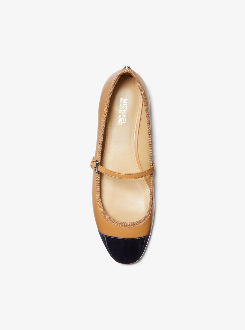 Michael Kors Mae Leather Ballet Flat Düz Ayakkabı Kadın Pale Peanut | 597806-KQI