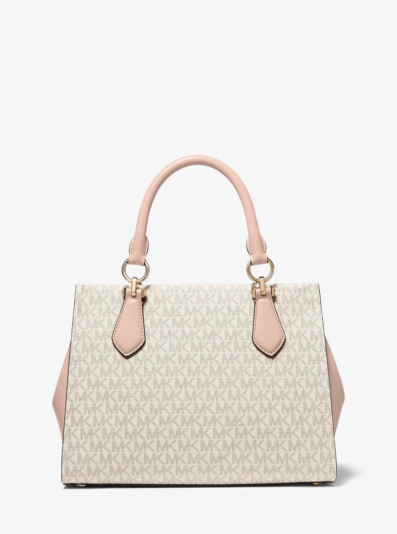 Michael Kors Marilyn Medium Logo Satchel Satchel Çanta Kadın Açık Sarı Pembe | 097231-TPW