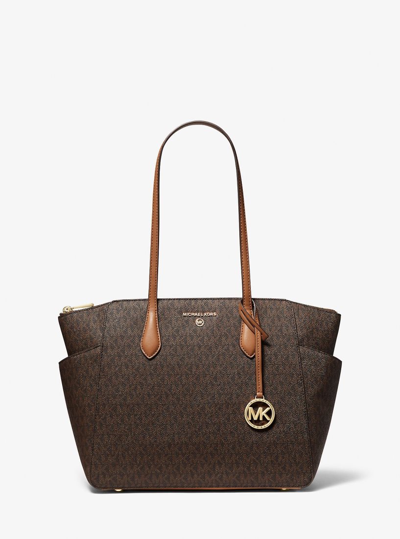 Michael Kors Marilyn Medium Logo Tote Bag Totes Kadın Brn/Acorn | 349106-BMV