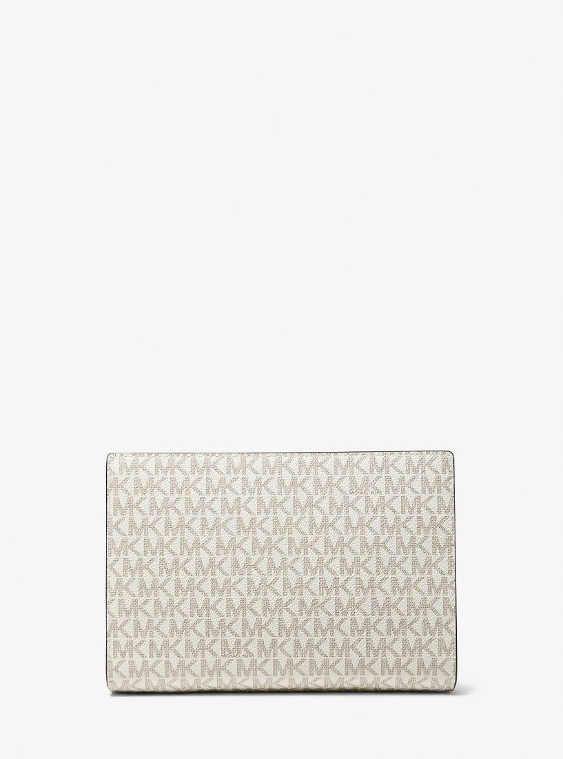 Michael Kors Medium Logo Stripe Zip Pouch Debriyaj Çanta Kadın Renkli | 024581-JOW