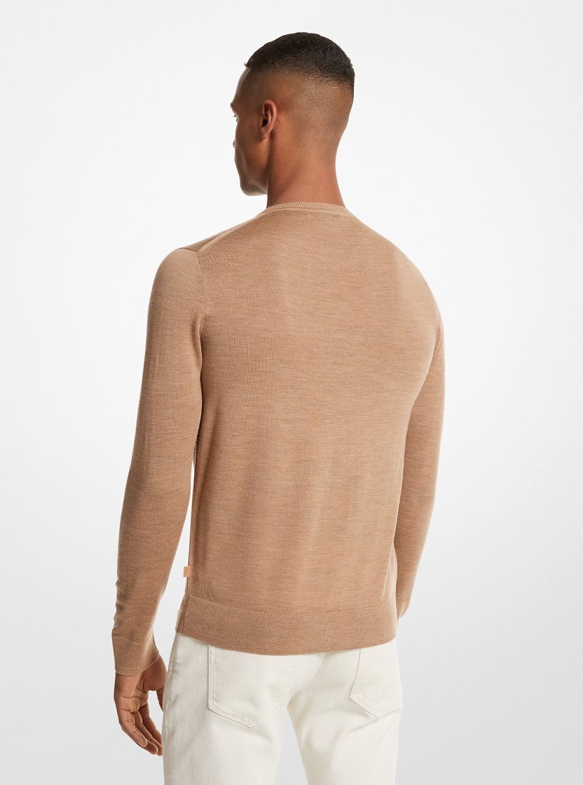 Michael Kors Merino Wool Sweater Tişört Erkek Koyu Kahverengi | 098276-VNL