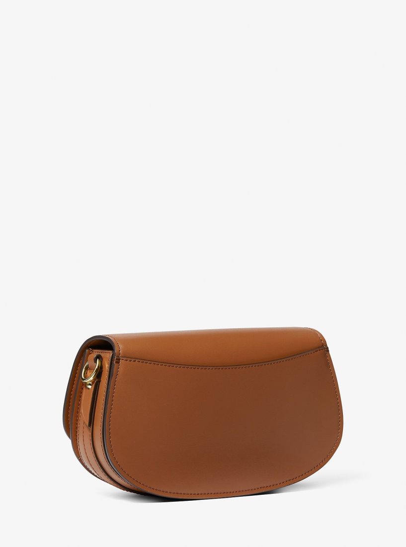 Michael Kors Mila Medium Leather Messenger Bag Çapraz Çanta Kadın Luggage | 842705-TEA