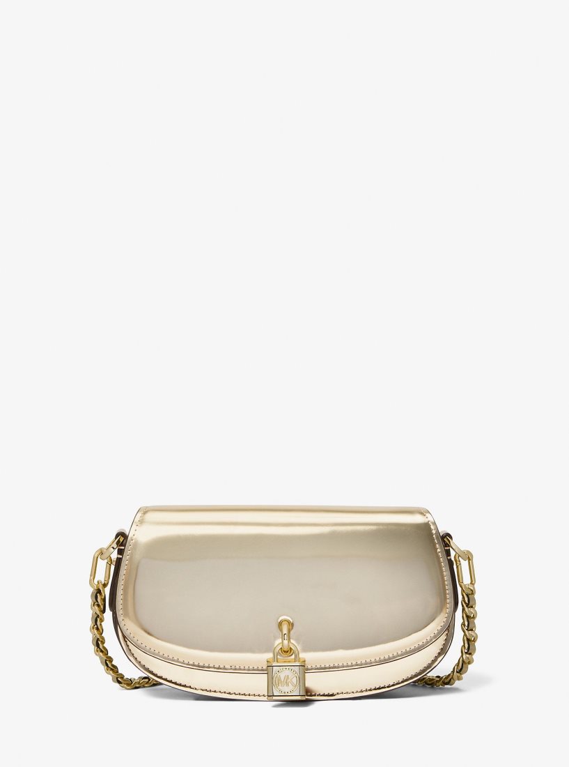 Michael Kors Mila Small Metallic Leather Shoulder Bag Çapraz Çanta Kadın Altın | 425907-CMH