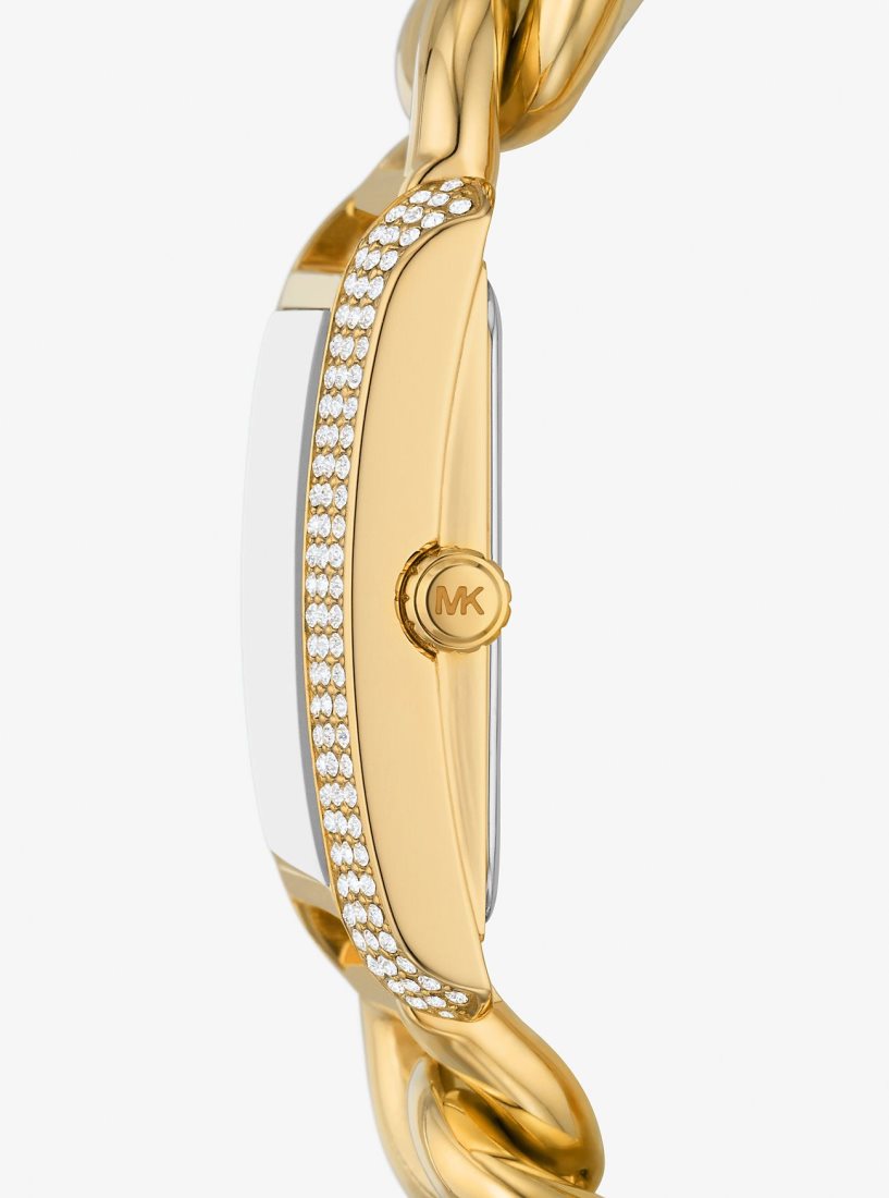 Michael Kors Mini Emery Animal Pave Gold-Tone Curb Link Watch Gold-tone Kadın Altın | 852607-TDS