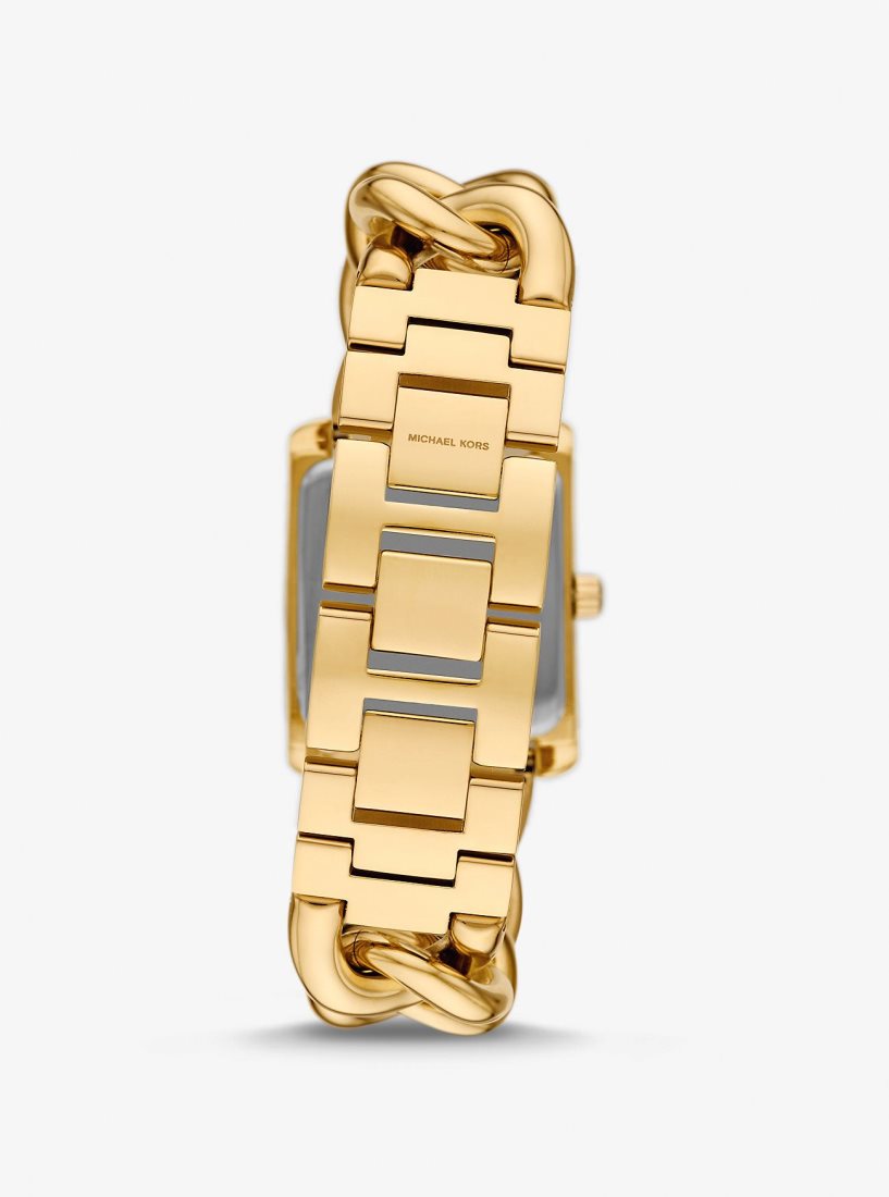 Michael Kors Mini Emery Animal Pave Gold-Tone Curb Link Watch Gold-tone Kadın Altın | 852607-TDS