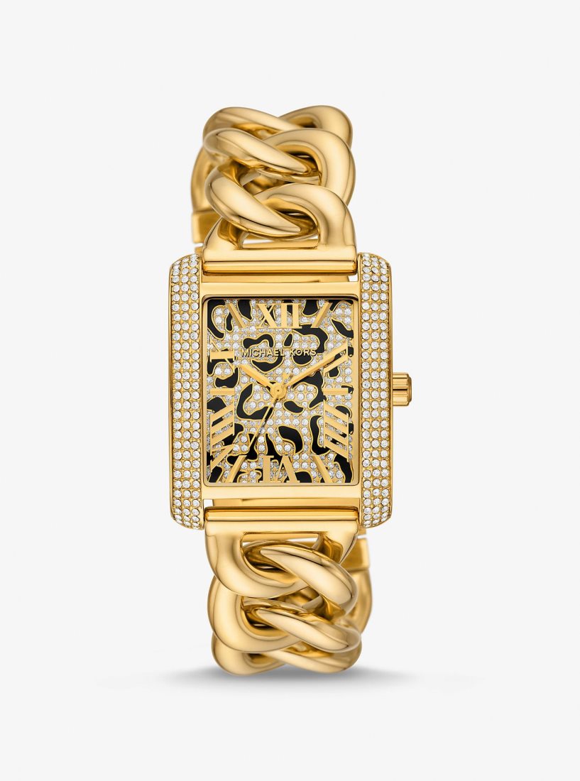 Michael Kors Mini Emery Animal Pave Gold-Tone Curb Link Watch Gold-tone Kadın Altın | 852607-TDS