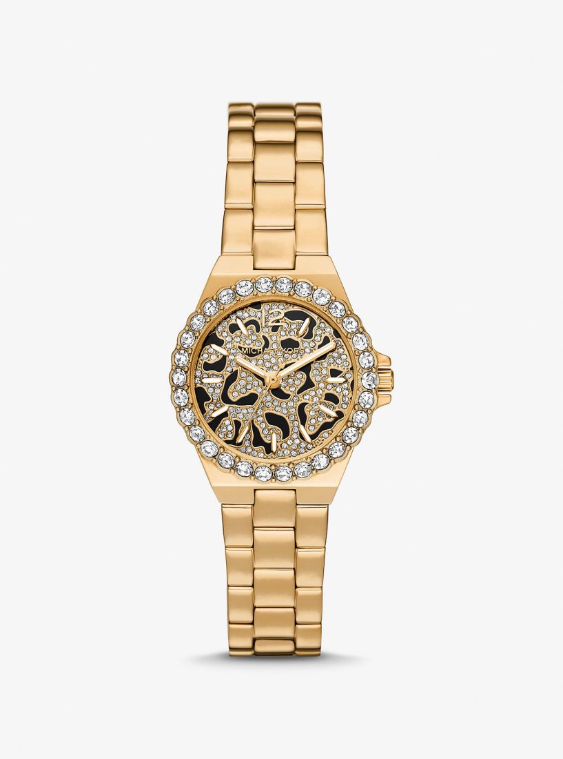 Michael Kors Mini Lennox Animal Pave Gold-Tone Watch Gold-tone Kadın Altın | 750648-PNS