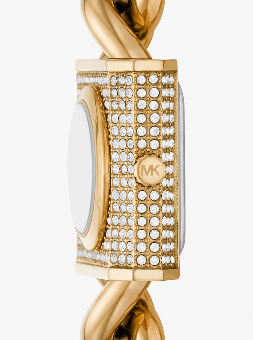 Michael Kors Mini Lock Pave Gold-Tone Chain Watch Gold-tone Kadın Altın | 738502-HUI