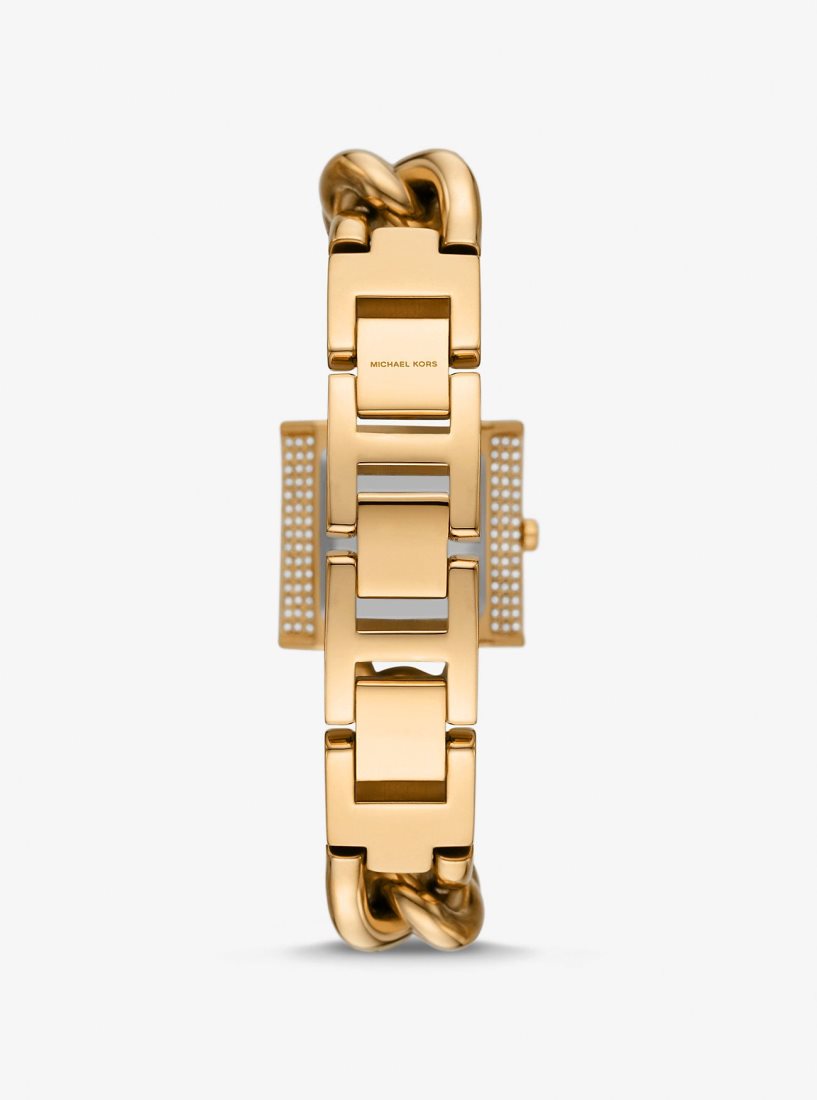 Michael Kors Mini Lock Pave Gold-Tone Chain Watch Gold-tone Kadın Altın | 738502-HUI