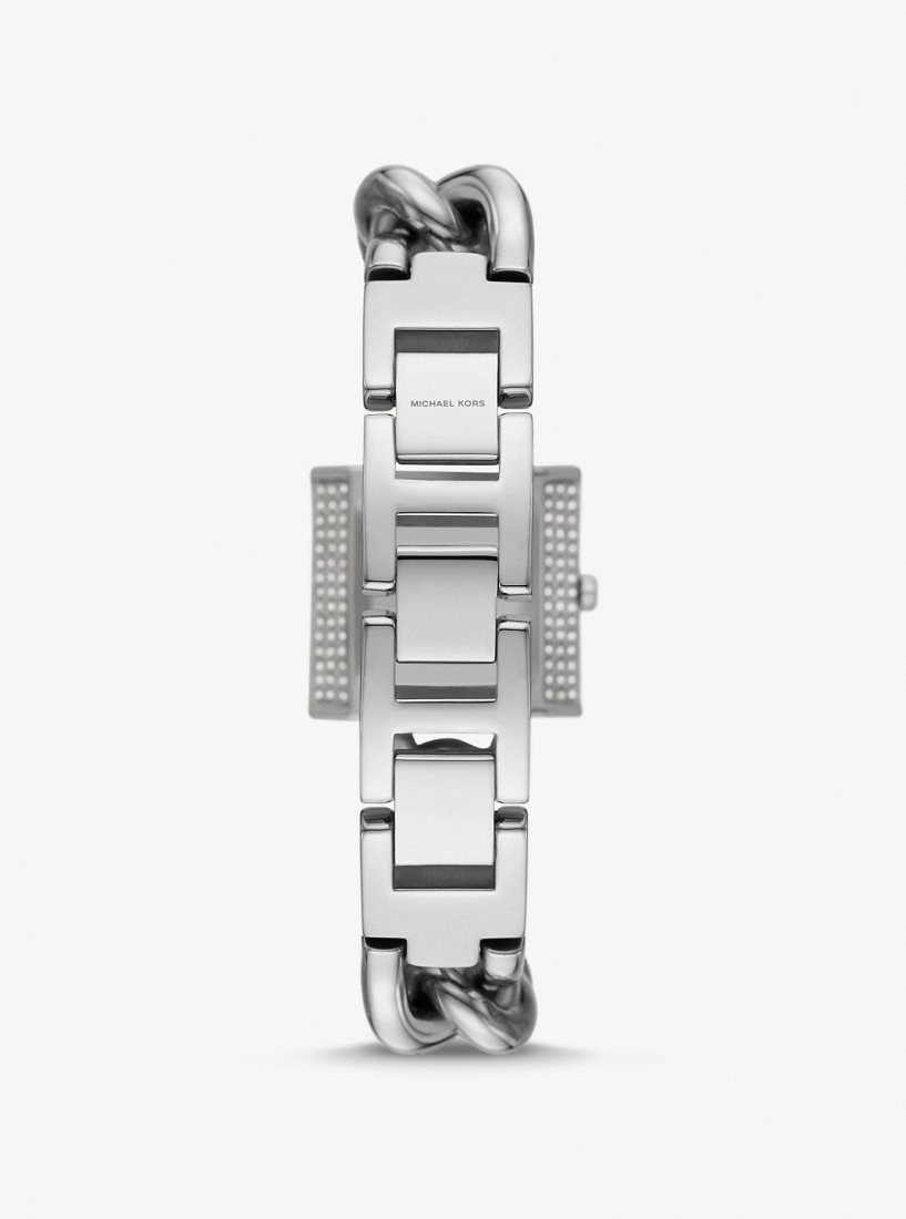 Michael Kors Mini Lock Pave Silver-Tone Chain Watch Silver-tone Kadın Gümüş | 085214-MWG