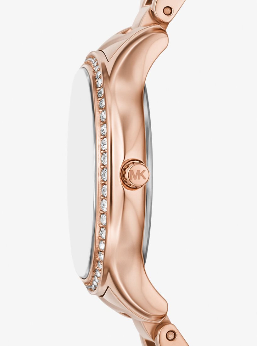 Michael Kors Mini Sage Pave Rose Gold-Tone Watch Gold-tone Kadın Pembe Altın | 546927-JAM