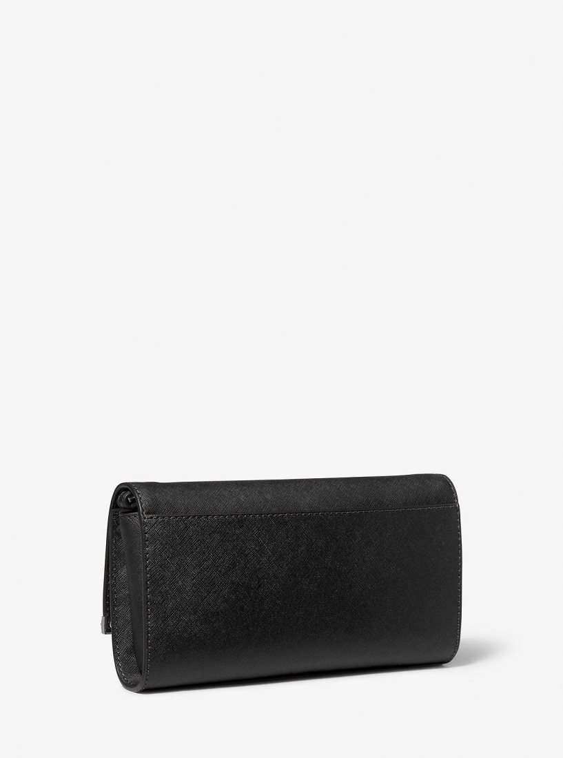 Michael Kors Mona Large Saffiano Leather Clutch Çapraz Çanta Kadın Siyah | 941705-GKQ