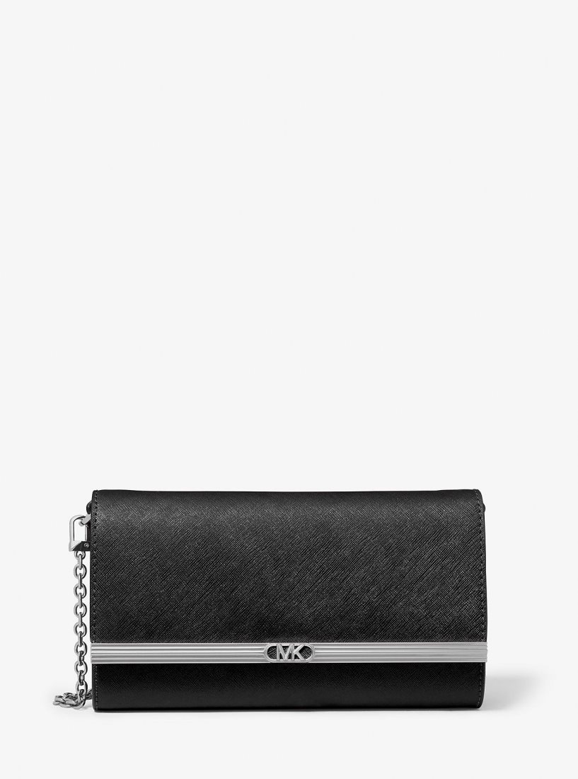 Michael Kors Mona Large Saffiano Leather Clutch Çapraz Çanta Kadın Siyah | 941705-GKQ