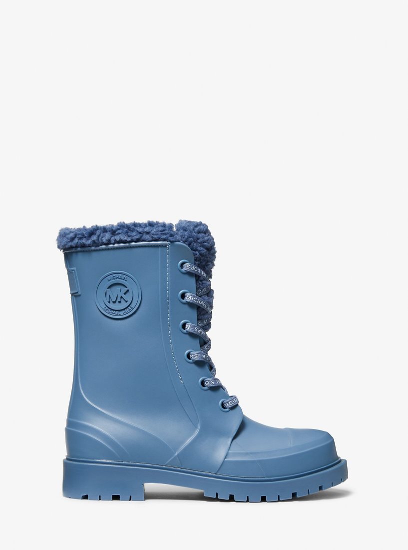 Michael Kors Montaigne Faux Shearling-Lined PVC Rain Boot Kısa Bot Kadın Mavi | 957318-OGS