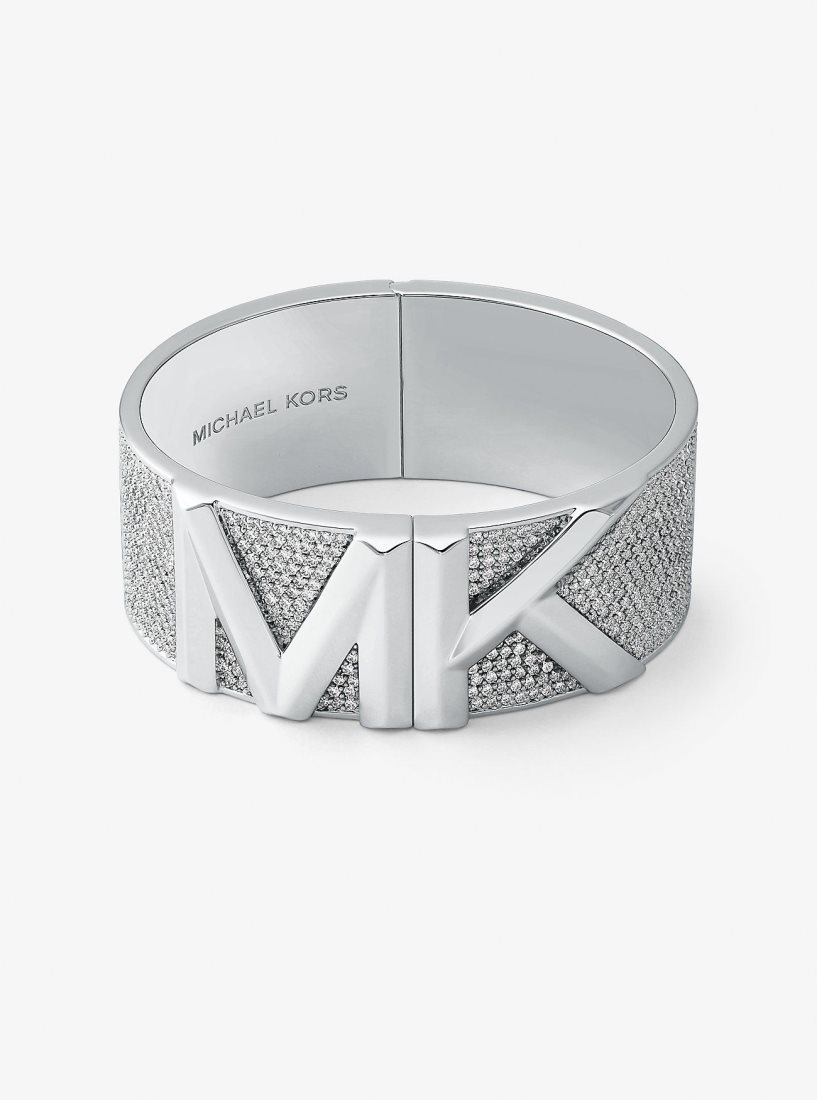 Michael Kors Mott Precious Metal-Plated Brass Pave Bangle Bilezik Kadın Gümüş | 271053-FIG