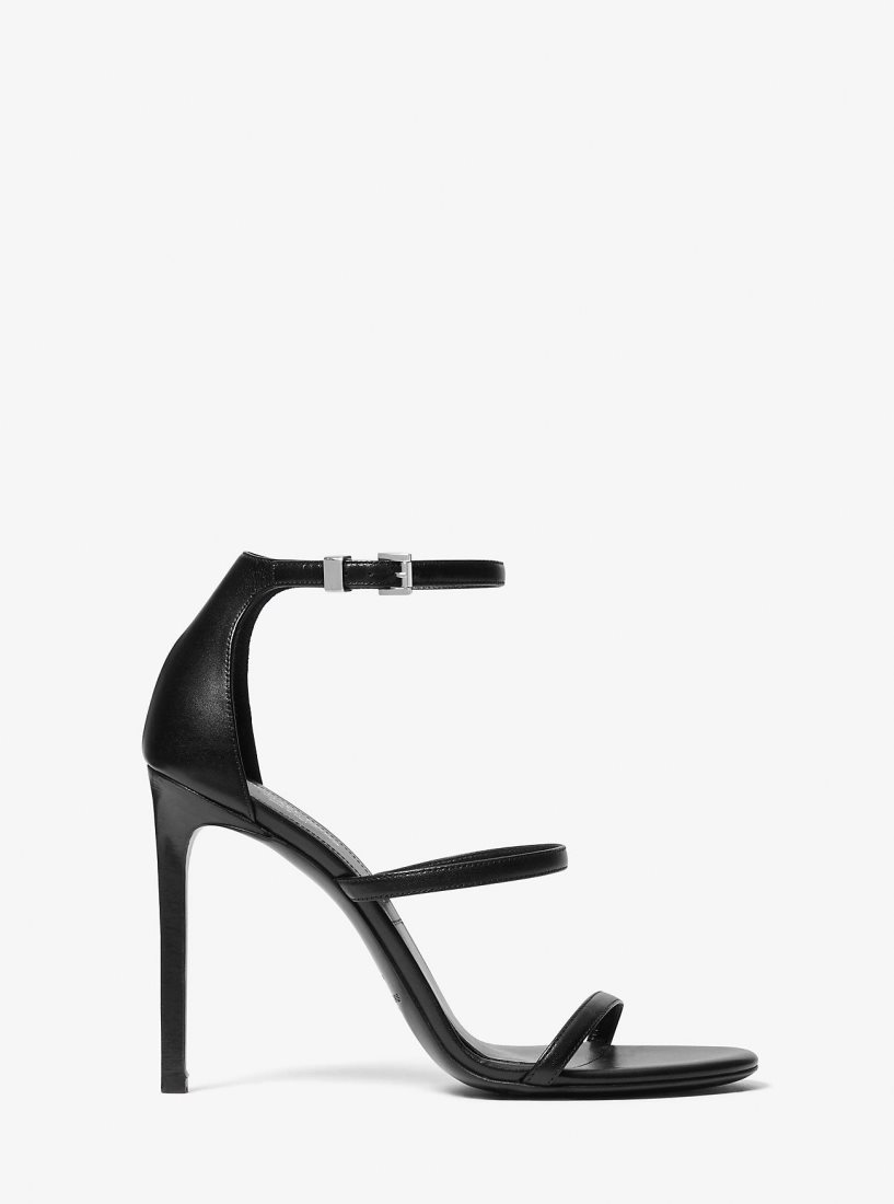 Michael Kors Nadege Leather Sandal Sandalet Kadın Siyah | 869204-OAE