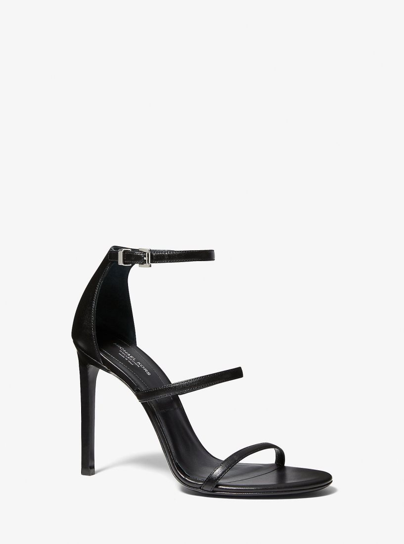 Michael Kors Nadege Leather Sandal Sandalet Kadın Siyah | 869204-OAE