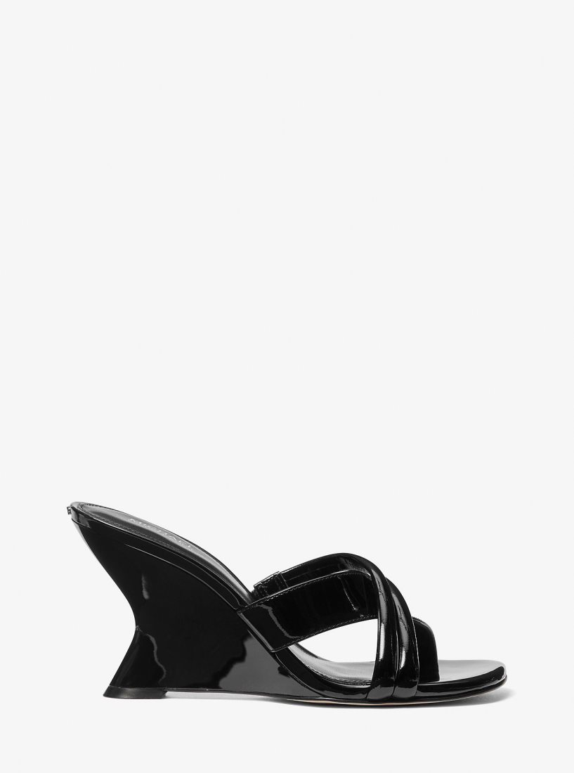 Michael Kors Nadina Patent Leather Mule Sandalet Kadın Siyah | 248731-KRA