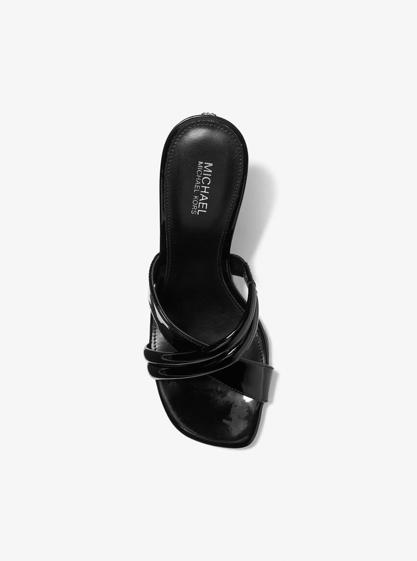 Michael Kors Nadina Patent Leather Mule Sandalet Kadın Siyah | 248731-KRA