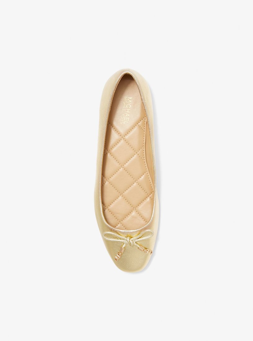 Michael Kors Nori Metallic Leather Ballet Flat Düz Ayakkabı Kadın Altın | 810956-VKG