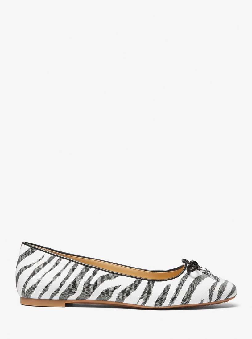 Michael Kors Nori Zebra Jacquard Ballet Flat Düz Ayakkabı Kadın Siyah | 826370-KQD