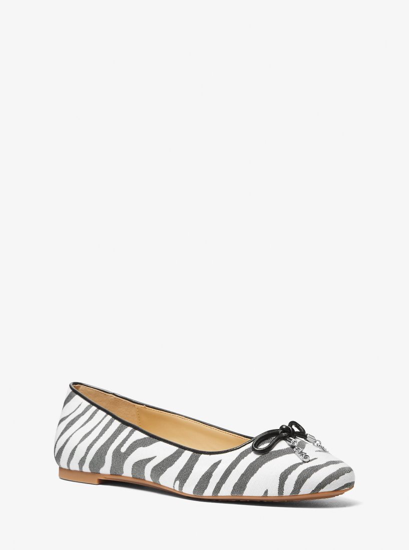 Michael Kors Nori Zebra Jacquard Ballet Flat Düz Ayakkabı Kadın Siyah | 826370-KQD